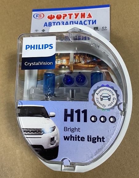 Лампочка Philips 12362CVSM 12V H11 55W /CrystalVision, Light 4300K/ (комплект 4 шт) на  