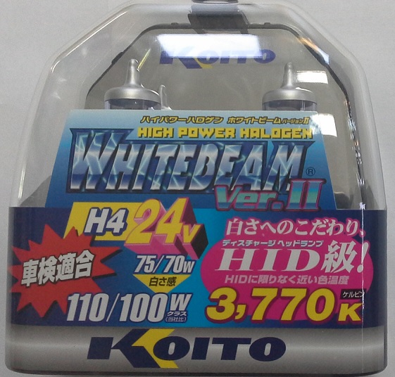 Лампа P0739W 24-75/70W H4   Koito WHITEBEAM II (->100W/110W галлогеновая) на  