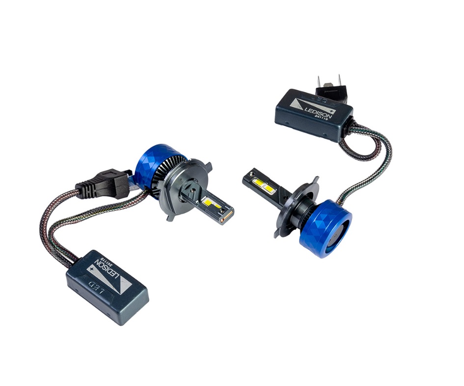 Лампа автомобильная Ledison №10 (H4) 2шт./12V-24V,  120W, 12000Lm, 5000K/В 6 раз ярче стандартной галогенной лампы/